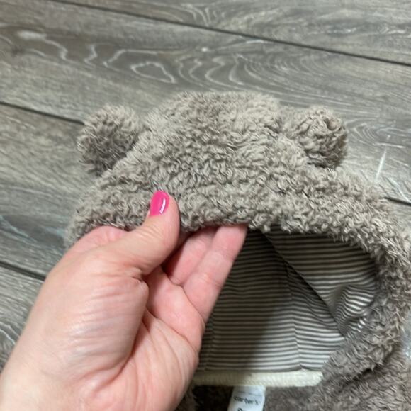 Carter's Furry Brown Bear Zip Up Footed Outfit Infant Size 9 Months - Picture 3 of 8
